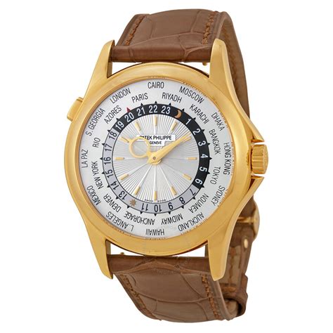 patek philippe 5130j|Patek Philippe World Time Silver Dial 18kt Yellow Gold Brown .